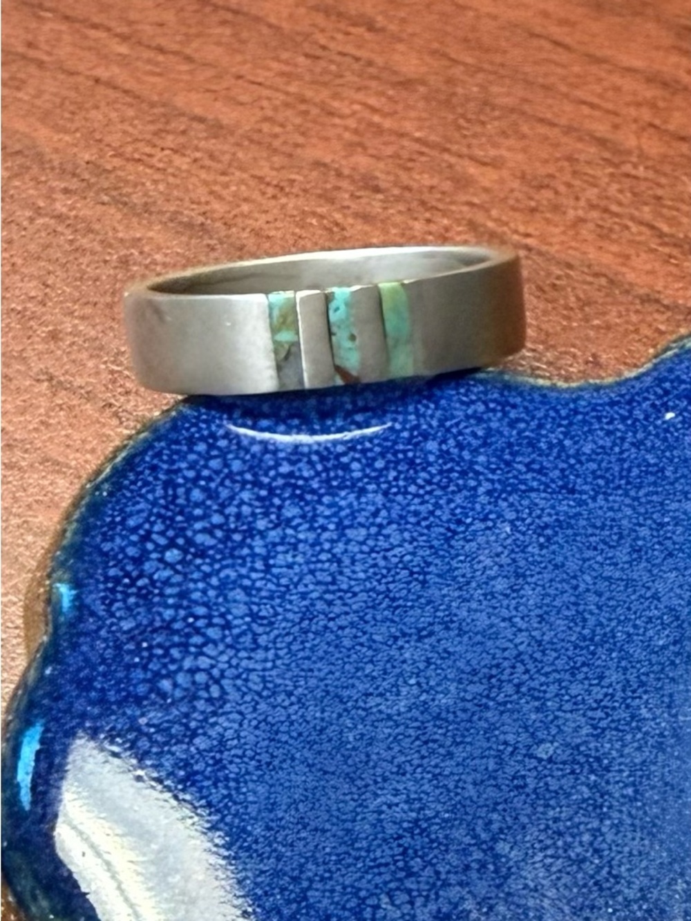 T Skies Sterling Silver Turquoise Ring Natural Turquoise Inlay